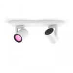 Spot LED RGB Dublu Philips Hue Argenta, Bluetooth, 2xGU10, 2x5.7W ,2x350lm, lumina alba si color (2000-6500K), IP20, Metal, Alb
