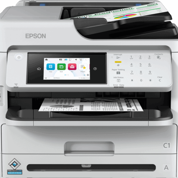 Multifunctional Epson mono Inkjet WF-M5899DWF ( Print, Copy, Scan, FAX), Dimensiune: A4, Viteza printare: 34ppm, Duplex, Rezolutie printare: 1.200 x 2.400 DPI, Scanner CIS, Scanare: 30Ipm, Rezolutie scanare: 1.200 DPI x 2.400 DPI, Scanare catre: Email, FTP, USB, Computer, Format scanare: BMP, JPEG