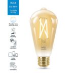 Bec LED inteligent vintage (decorativ) WiZ Connected Filament Gold ST64 ,Wi-Fi, E27, 6.7W (50W), 640 lm, lumina alba (2000-5000K), compatibilGoogle Assistant/Alexa/Siri - Image 4