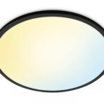 Plafoniera LED WiZ SuperSlim, Wi-Fi, control vocal, 22W, 2450 lm ,luminaalba (2700-6500K), IP20, 43cm, Negru