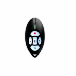Telecomandă cu 5 butoane • rezistență la apă • design elegant și durabil • afișare stare sistem • butoane cu iluminare de fundal • indicații sonore • GFSK wireless bidirecțional cu salt de frecvență și criptare • o baterie 3V litiu (CR2032). autonomie baterie minim 2 ani • 3.8 x