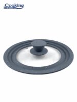 CAPAC STICLA CU MARGINE DIN SILICON AJUSTABILA PE 3 DIMENSIUNI 16/18/20 CM, GRI, COOKING BY HEINNER