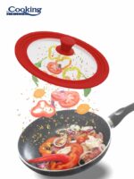 SET 3 CAPACE STICLA CU MARGINE DIN SILICON AJUSTABILA 16/18/20 CM; 22/24/26 CM; 28/30/32 CM; ROSU - Image 3