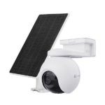 CAMERA PT EZVIZ CU PANOU SOLAR EB8 4G 4K KIT, Senzor CMOS de scanare progresivă de 1/2.8" de 8 MP, Lentila superioară: 4mm@ F1.2 Diagonal angle: 104°, Horizontal angle: 83° Vertical angle:44, IR 35M, Unghiul PT: Pan: 340°, Tilt: 75°, Înclinare: 90° Compresie: H.265 / H.264, Conectivitate