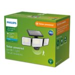 Lampa LED solara pentru exterior cu senzor de miscare Philips NYSIL ,8.7W, 4V, lumina rece (5000K), IP65, 168x293x117mm, Negru