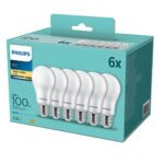 6 Becuri LED Philips A67, E27, 13W (100W), 1521 lm, lumina calda(2700K) ,mat