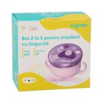 Bol 2 in 1 pentru snackuri cu lingurita, mov, U-Grow - Image 7