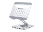 Conceptronic DONN26G Tablet Stand with 8-in-1 USB 3.2 Gen 1 Docking Station, 360° Rotating Base, Foldable, Adjustable Height, 160 x 178 x 45 mm - Image 3