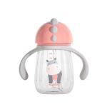 Pachet 3 in 1 cana 260 ml tritan cu 3 accesorii diferite pentru baut : tetina biberon, cioc , pai, dark pink, U-Grow - Image 2