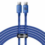 Cablu alimentare si date Baseus Crystal Shine, Fast Charging Data Cablept. smartphone, USB Type-C la USB Type-C 100W, 2m, albastru