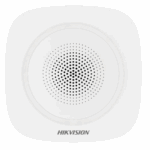 Sirena interior wireless AX PRO Hikvision DS-PS1-I-WE(B)-R(Red Indicator); 868MHz two-way Tri-X wireless technology, distanta comunicare RF: 1600m in camp deschis, nivel sonor: 90 la 110dB, 3 tipuri de sonerii de alarma: alarma la efractie, alarma la incendiu si alarma panica, criptare: AES-128