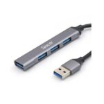 Hub extern Spacer USB 3.0, cablu 1m, aluminiu