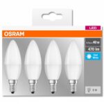 4 Becuri LED Osram Base Classic B, E14, 4.9W (40W), 470 lm, luminaneutra(4000K)