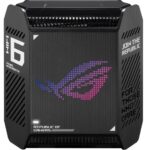 Router Wireless Asus GT6(B-1-PK)Black, tri-band, WI-FI 6, Standard retea: WiFi 6 (802.11ax), IPv4, IPv6, Backwards compatible with 802.11a/b/g/n/ac Wi-Fi, segment AX10000, , 2.4GHz  574Mbps, 5G-1Hz 4804Mbps, 5G-2 4804Mbps, 9 antene interne, Procesor 1.7Ghz, 256mb flash, 512mb ram, interfata: 1 x