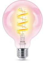 Bec LED RGB inteligent Philips Filament Globe G95, Wi-Fi, E27, 6.3W(40W), 470 lm, lumina alba si color (2200-6500K) - Image 2
