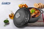 CRATITA FONTA EMAILATA  + CAPAC 22 X 9.5 CM, 2.9 L, MARBLE GREY, COOKING BY HEINNER - Image 3
