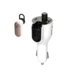 Modulator auto FM Spacer cu casca Bluetooth 5.0, earphone 30mAh, 12V-24V,alb - Image 2