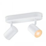 Spot LED RGB WiZ Imageo, Wi-Fi, Bluetooth, 2x4.9W, 690 lm, lumina alba si color (2200-6500K), IP20, Metal, Alb