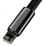 Cablu alimentare si date Baseus Tungsten Gold, Fast Charging Data Cable pt. smartphone, USB la Lightning Iphone 2.4A, braided, 2m, rezistent zgarieturi, negru - Image 2