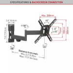 Suport TV de perete, Barkan 2400.B, Fix, 13"- 43", VESA 200 x 200 mm, suporta pana la 25kg, negru - Image 2