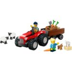 TRACTOR DE FERMA ROSU CU REMORCA SI OI, LEGO 60461 - Image 2