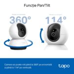 TP-LINK TAPO C220 camera supraveghere WI-FI pentru interior cu funcție Pan/Tilt și Detectare AI, Rezoluție: 2K 4MP QHD （2560 * 1440 px）, Lentile: Distanță focală: 4.0mm, F/NO: 2.0, Pan/Tilt Range:360° pe orizontală, 114° pe verticală, Frame rate: 2560×1440@30fps, Compresie video: H.264, Microfon și - Image 3