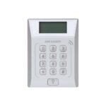 Cititor standalone cu tastatura si card proximitate Hkvision DS-K1T802E, suporta cartele EM 125Khz, capacitate 3000 carduri si 10000 evenimente, autentificare: card, card si  parola,display 128x64, Exit Button × 1, Door Sensor × 1, Doorbell × 1, E-lock Output × 1