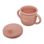 Set diversificare 3 piese silicon : bol , farfurie si cana cu cioc, roz, U-Grow - Image 6