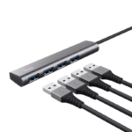 HUB USB Trust Halyx, USB-A la 4 x USB-A 3.2 Gen 1, dimensiune cablu 10cm, din aluminiu, argintiu