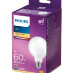 Bec LED Philips Classic G93, EyeComfort, E27, 7W (60W), 806 lm ,luminacalda (2700K), mat