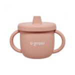 Set diversificare 3 piese silicon : bol , farfurie si cana cu cioc, roz, U-Grow - Image 4