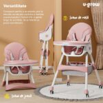 Scaun de masa 2 in 1, pliabil, roz, U-Grow - Image 3