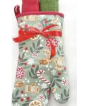 Set manusa bucatarie 3 piese Craciun Green
