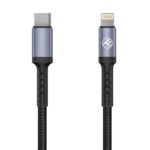 Cablu Tellur Type-C to Lightning, 2A, PD18W, 1m, nailon, negru