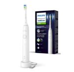 Periuta de dinti electrica Philips Sonicare HX7108/01, 62.000 miscari/minut, autonomie 21 zile, 1 mod periere, 2 intensitati, senzor  presiune integrat, functia BrushSync, inclus capat de periere Otimal White, alb