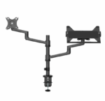 Suport dublu laptop de birou Neomounts DS20-425BL2; pentru display-uri cu diagonale 17"-27", sistem de prindere VESA 75x75~100x100, greutate maxima suportata 8kg, tilt +90°, -30°, swivel 90°, rotate 360°, distanta fata de perete 162-494mm; inaltime reglabila manual 275-555mm; culoare negru. Garantie - Image 3