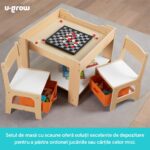 Set masuta si 2 scaune , lemn natur, U-Grow - Image 11