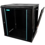 CABINET 19″ SPACER 12U 600x450mm, fixare pe perete, Flatpack (dezasamblat), Black, usa sticla cu blocare, panouri detasabile, otel 1.5mm, sarcina maxima 60Kg - Image 3