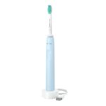 Periuta de dinti sonica electrica PHILIPS Sonicare Seria 2100 HX3651/12, 31000 miscari/minut, Cronometru Quadpacer si SmarTimer, Design ergonomic subţire, 1 capat de periere, Albastru deschis, L x A x I (mm) 109x63x220