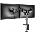 Brat de birou pentru monitor Neomounts, poate sustine 2 monitoare cu diagonala display 17-27", suporta pana la 14kg per monitor, full motion, +45°, -45° inclinatie, +90°, -90° swivel, +180°, -180° rotatie,  VESA min 75x75, VESA max 100x100, reglabil pe inaltime: 7,3-48,1 cm, negru. Garantie 5 ani - Image 3