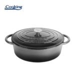 SEMIOALA  FONTA EMAILATA OVALA + CAPAC 37x29x15 CM, 9L MARBLE GREY, COOKING BY HEINNER