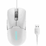 Mouse gaming Lenovo Legion M300s, Iluminare RGB, 8k DPI, Sensor Pixart, Glacier White