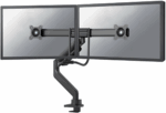 Brat dublu pentru monitor Neomounts, tip full motion, pentru display-uri cu diagonale 17"-32", sistem de prindere VESA 75x75~100x100mm, greutate maxima suportata 8kg per ecran, tilt  +10°, -10°, swivel +90°, -90°, rotate +180°, -180°, reglabil pe inaltime 28cm, ajustarea latimii 54cm, ajustarea