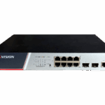 Switch Hikvision DS-3E2510P(B), Switching Capacity 336 Gbps, 8 Gigabit Poe electrical ports and 2 Gigabit / 100M SFP optical ports, Address Table 8 K, Support binding of IP, MAC, port and VLAN, dimensiuni: 280 mm × 44 mm × 180 mm, temperatura de functionare: -10°C to 50°C, greutate:1.2Kg