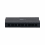 Switch Dahua 9 porturi, unmanaged, Interfata: Port 1-8: 8 × RJ-45 10/100 Mbps, Port 9: 1 × RJ-45 10 M/100 M/1000 Mbps (uplink), Capacitate: 3.6 Gbps, Packet Forwarding Rate: 2.678 Mpps, Greutate: 210g, Dimensiuni: 150 mm × 70 mm × 22.55 mm.