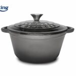 SEMIOALA FONTA EMAILATA + CAPAC 24 x 11.5 CM, 4 L, MARBLE GREY, COOKING BY HEINNER