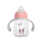 Pachet 3 in 1 cana 260 ml tritan cu 3 accesorii diferite pentru baut : tetina biberon, cioc , pai, dark pink, U-Grow - Image 4