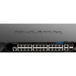 Switch D-Link DGS-1520-28MP, 28 porturi Gigabit,24 x 10/100/1000Base-T, 2 x 10GBase-T, 2 x 10G SFP+, Switching Capacity: 128 Gbps, Maximum Forwarding Rate: 104.16 Mbps, POE budget: 370W, L3 Managed.