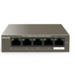 Tenda switch TEF1105P-4-38W, 5-Port 10/100Mbps, 4-porturi POE, Standarde de retea:  IEEE 802.3、 IEEE 802.3u、IEEE 802.3x、 IEEE 802.3af, interfata: 4*10/100 Base-TX Ethernet Ports(Data/Power), 1*10/100 Base-TX Ethernet Port(Data), Dimensiuni: 100.0mmx100.0mmx26.0mm, Switch capacity:  1Gbps, buget POE