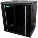 CABINET 19″ SPACER 12U 600x450mm, fixare pe perete, Flatpack (dezasamblat), Black, usa sticla cu blocare, panouri detasabile, otel 1.5mm, sarcina maxima 60Kg